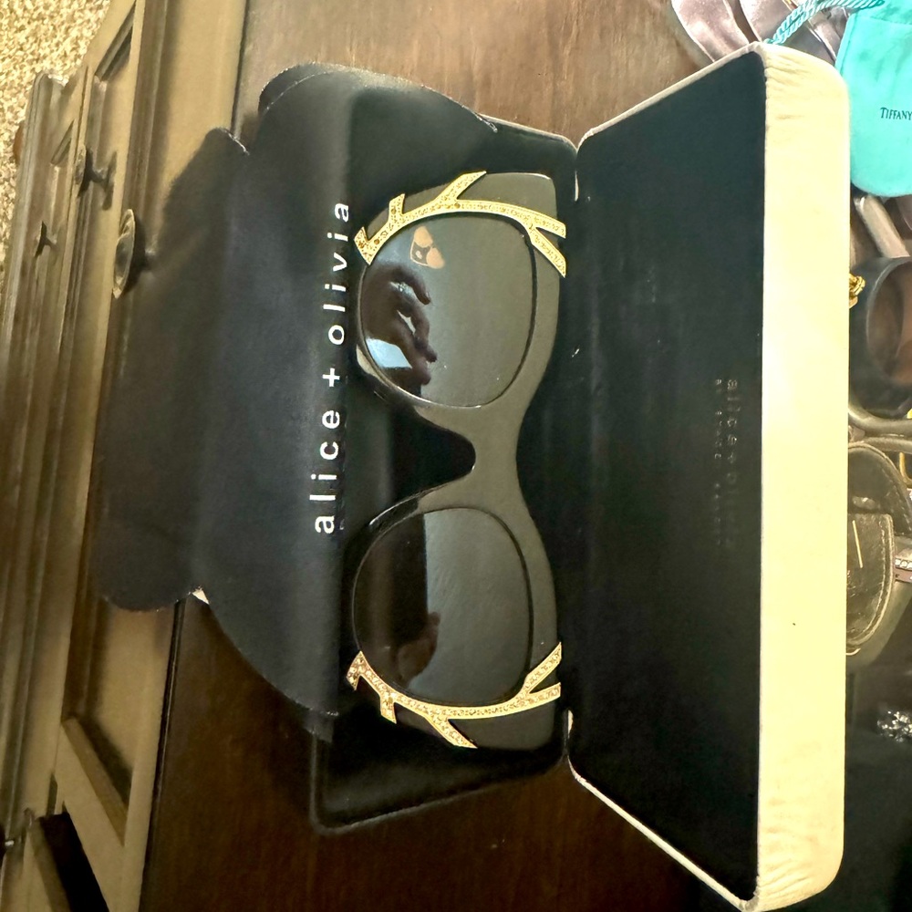 Alice and Olivia black and gold sunglasses